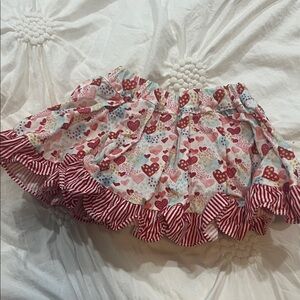 My sweet Emma’s shop handmade Heart Print Ruffle Skort in Red and Pink